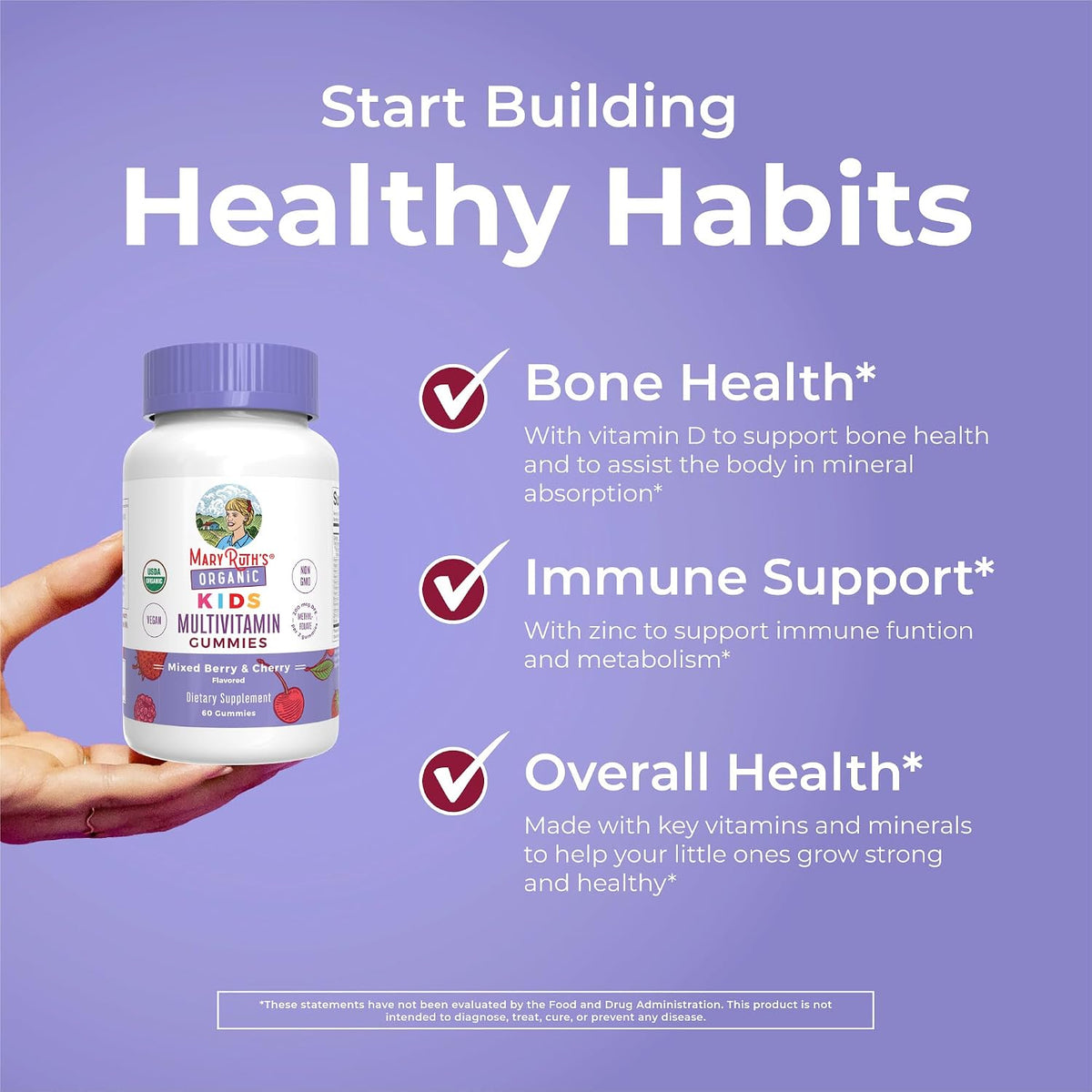 MaryRuth's Children's Multivitamin Gummies - 1 Month Supply (60 Count) - Ages 4+ - Vegan - görsel 6