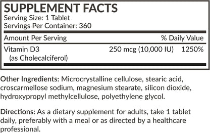 Futurebiotics Vitamin D3 10,000 IU (250 mcg) - 360 Tablets