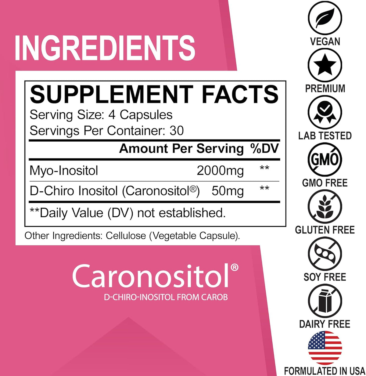 DR. BO Myo-Inositol & D-Chiro Inositol Supplement – 40:1 Ratio, 2050mg, 120 Capsules - görsel 6