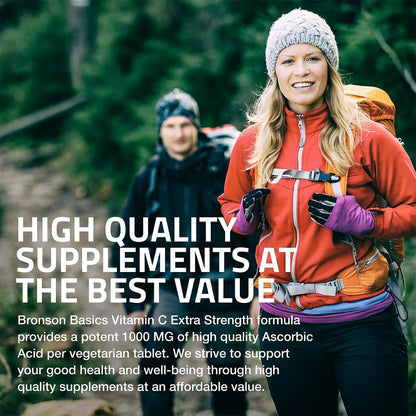 Bronson Vitamin C 1000mg Extra Strength – High Potency Immune Support – 100 Vegetarian Tablets
