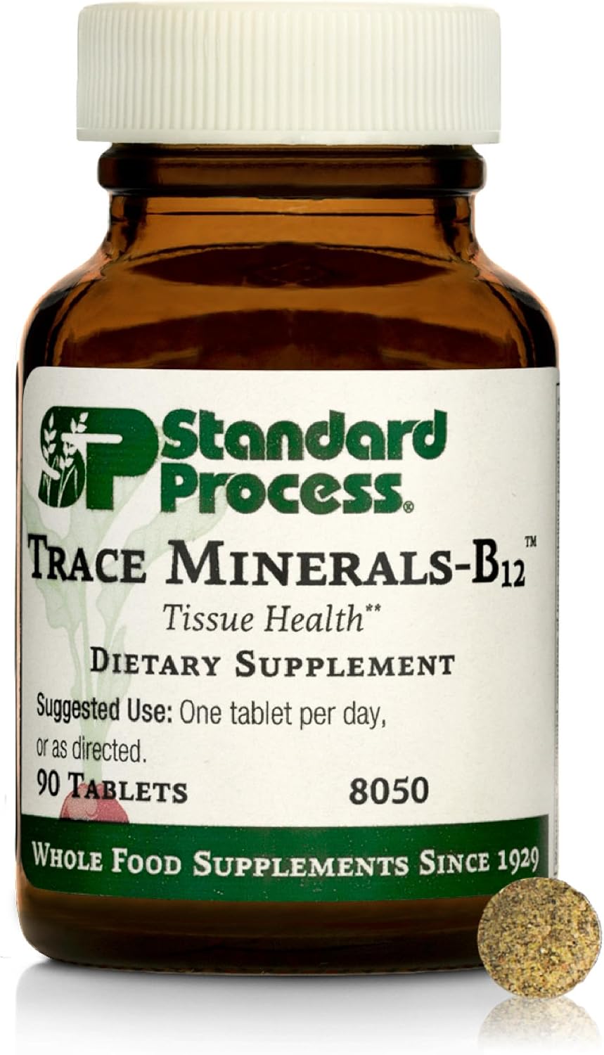 Standard Process Trace Minerals-B12 – Thyroid & Cellular Function Support with Iodine, Zinc & Copper – Cartilage & Bone Health Aid – Non-Dairy & Non-Soya – 90 Tablets - görsel 1