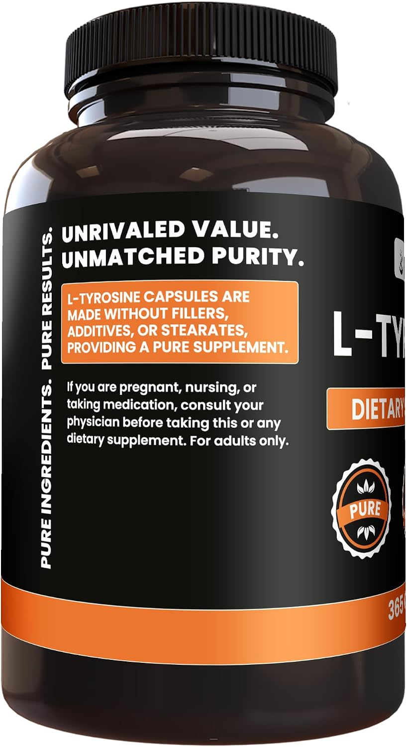 Pure Original Ingredients L-Tyrosine (365 Capsules) – No Additives, Pure Formula - görsel 3