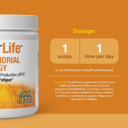 Natural Factors RegenerLife Powder - Mitochondria Support Drink Mix - Tropical Flavour - 81 g
