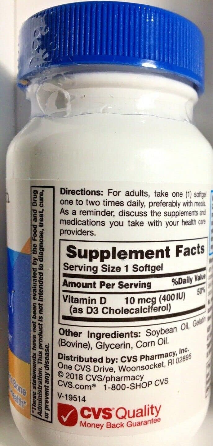 CVS Health Vitamin D3 400IU Softgels, 100 Capsules - görsel 2