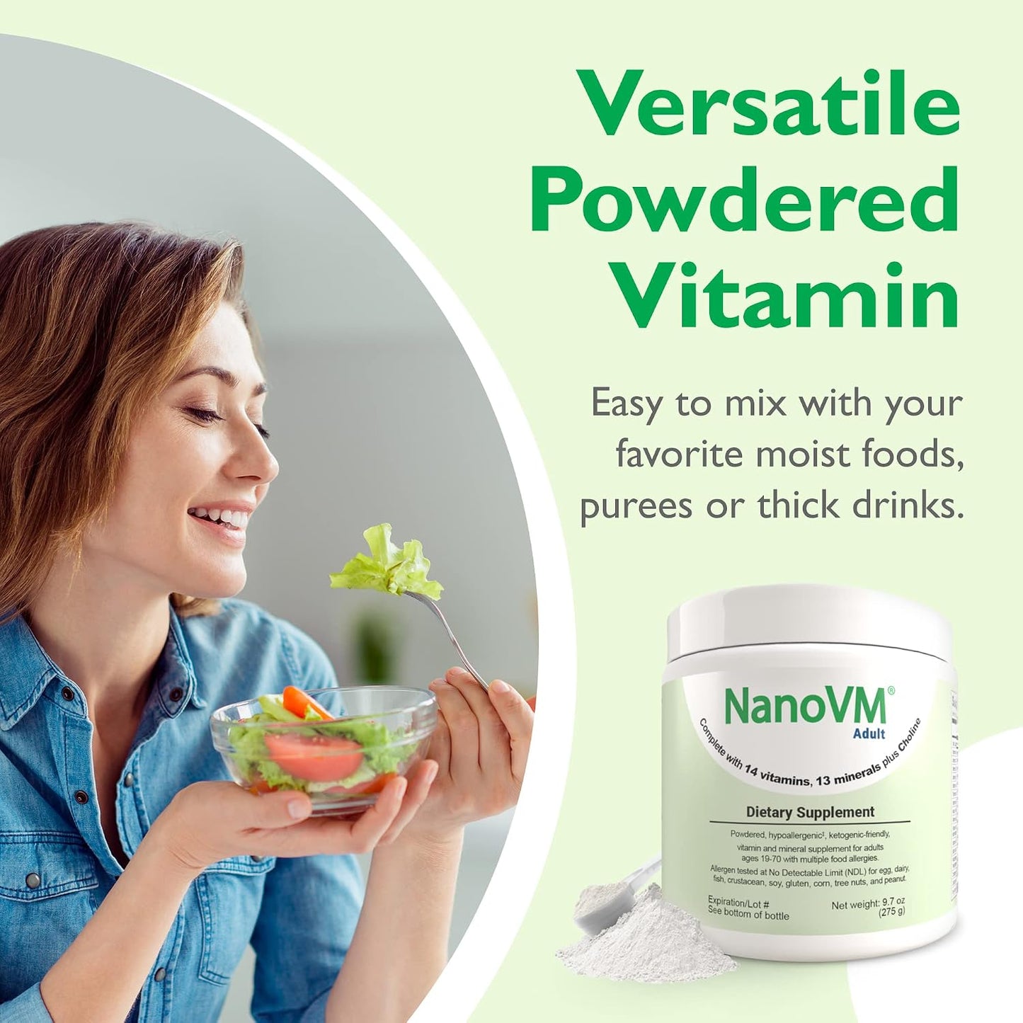 NanoVM Adult Allergen-Free Multivitamin Powder, Unflavoured, 275g - görsel 8