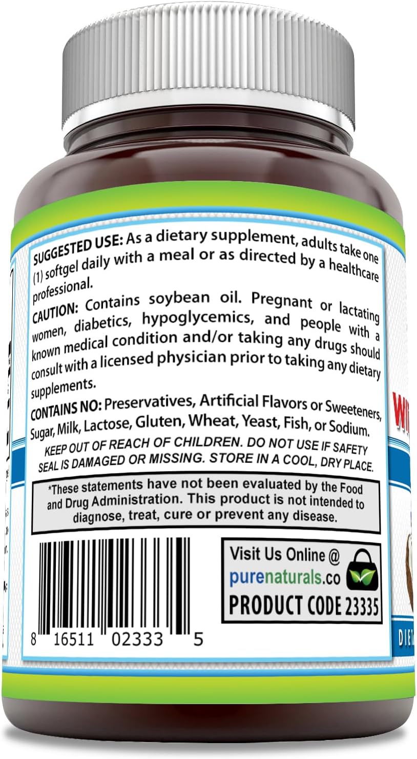 Pure Naturals Biotin 10000mcg with Extra Virgin Organic Coconut Oil Soft gel capsules - 120 Capsules - görsel 3