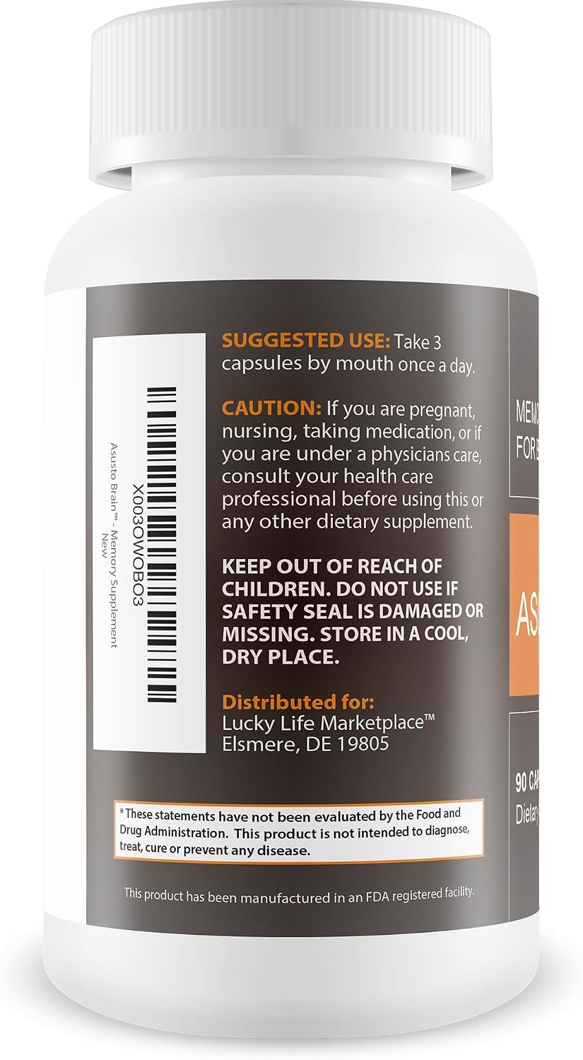 Asusto Brain Supplement – Natural Memory and Focus Support Nootropic - görsel 3