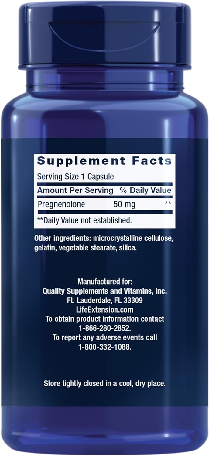 Life Extension Pregnenolone - Neurohormone for Memory and Brain Health - 100 Capsules - görsel 2