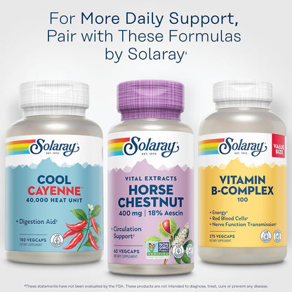 Solaray Horse Chestnut Extract 400 mg with Butcher's Broom – Standardised Aescin for Vein Support