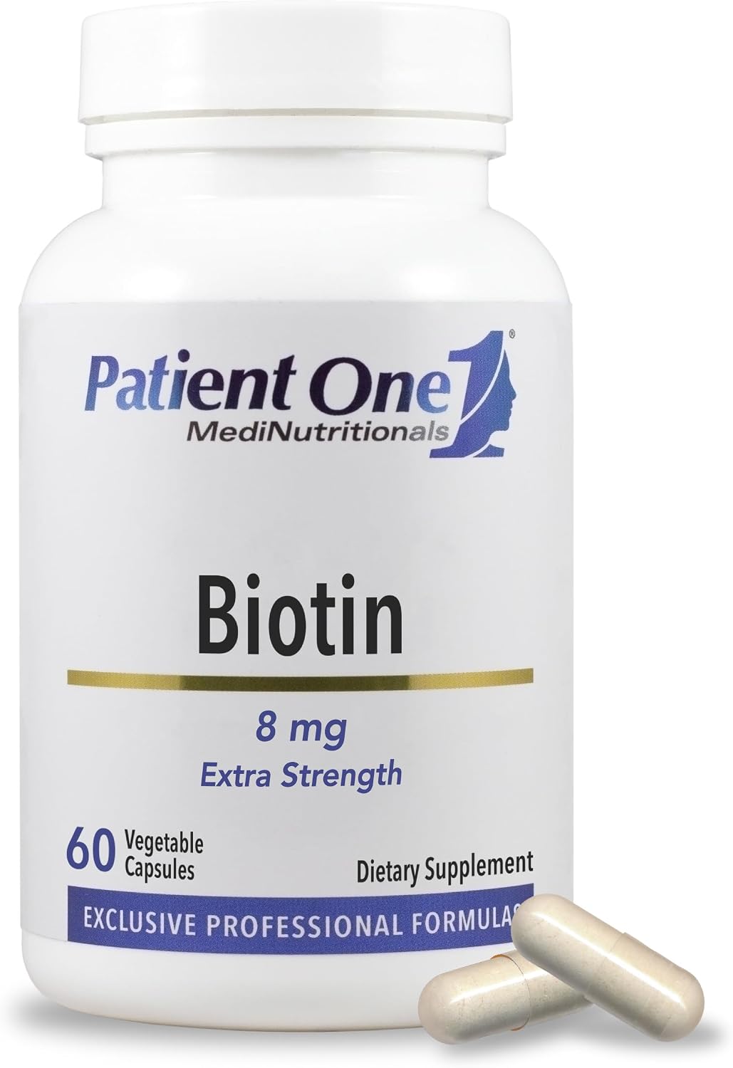 Patient One Biotin 8mg, 60 Capsules – Supplement for Hair, Skin and Nail Health - görsel 1