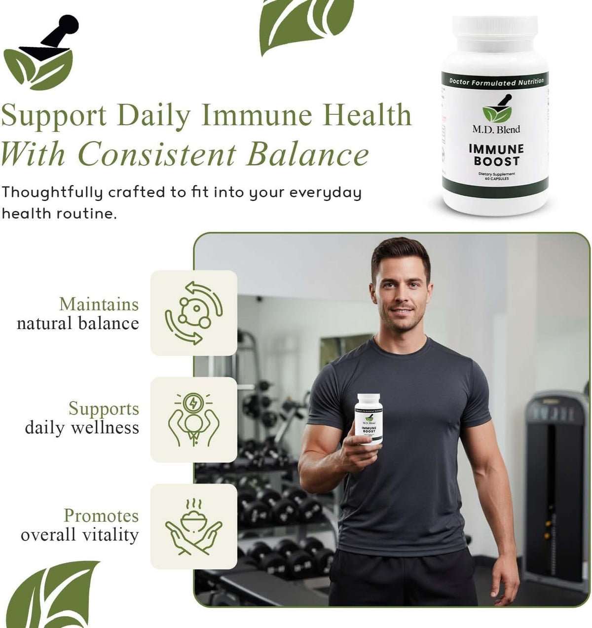 M.D. Blend Immune Boost Supplement - 60 Capsules - görsel 2