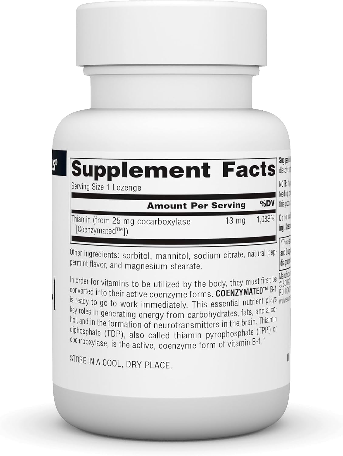 Source Naturals Coenzymated B-1 25mg – Fast Acting Thiamine (Vitamin B1) Quick-Dissolve Lozenges, 60 Count - görsel 2