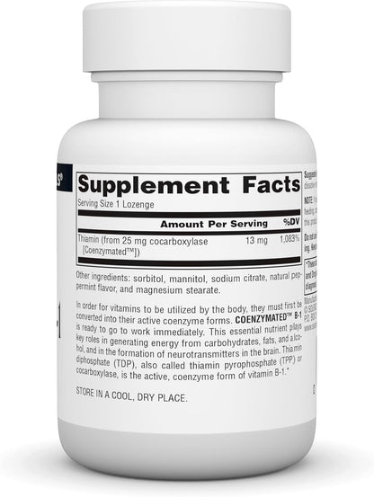 Source Naturals Coenzymated B-1 25mg – Fast Acting Thiamine (Vitamin B1) Quick-Dissolve Lozenges, 60 Count
