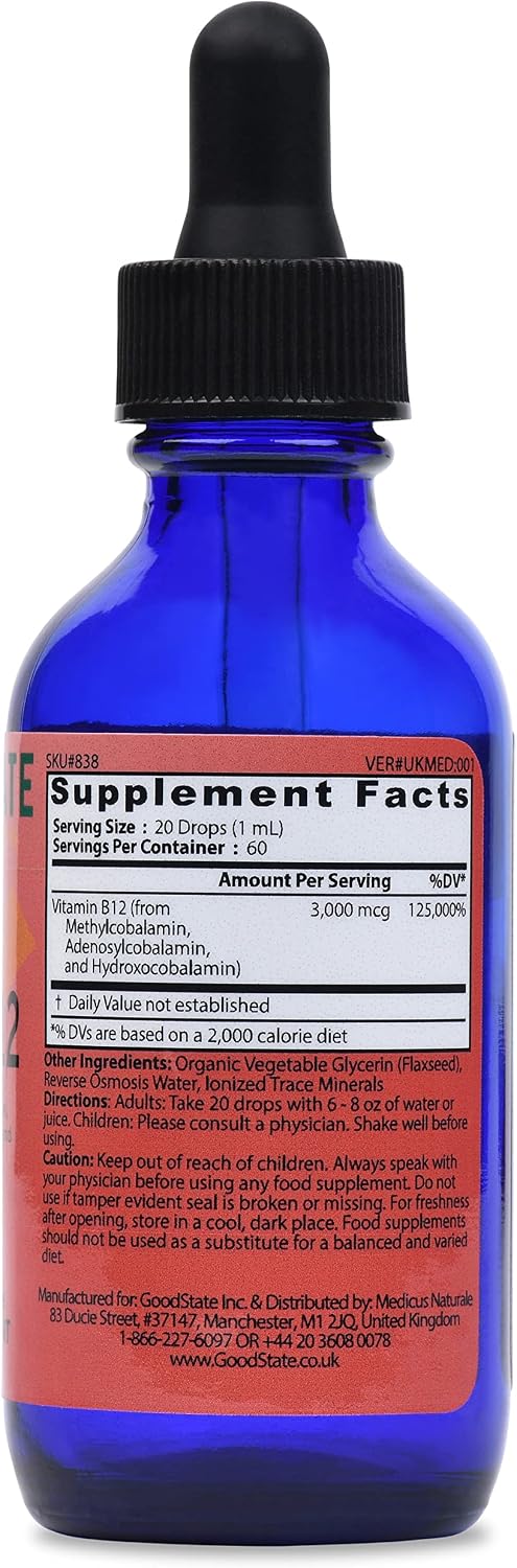 Good State Liquid Hydro B12 - 3000 mcg per mL, 60 mL, 60 Servings - görsel 2