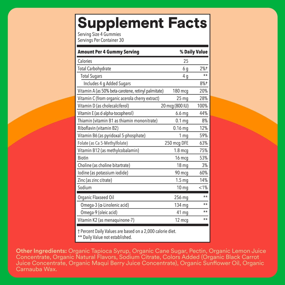 SmartyPants Organic Kids Multivitamin Gummies with Omega 3, Beta Carotene, Vitamins B12, B6, A, K & Zinc – 120 Gummies (30 Day Supply) - görsel 3