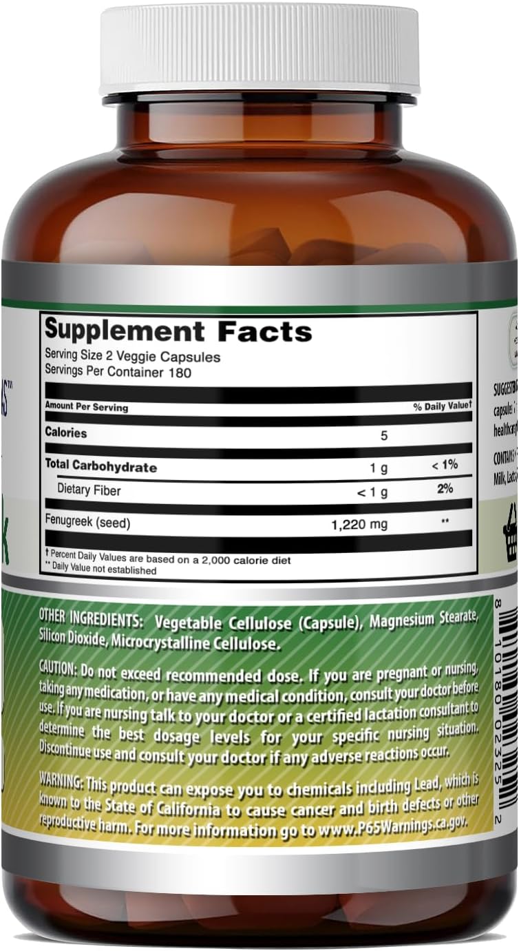 Amazing Formulae Fenugreek Seed Supplement - 610 mg - 360 Veggie Capsules - Non-GMO, Gluten-free - görsel 6