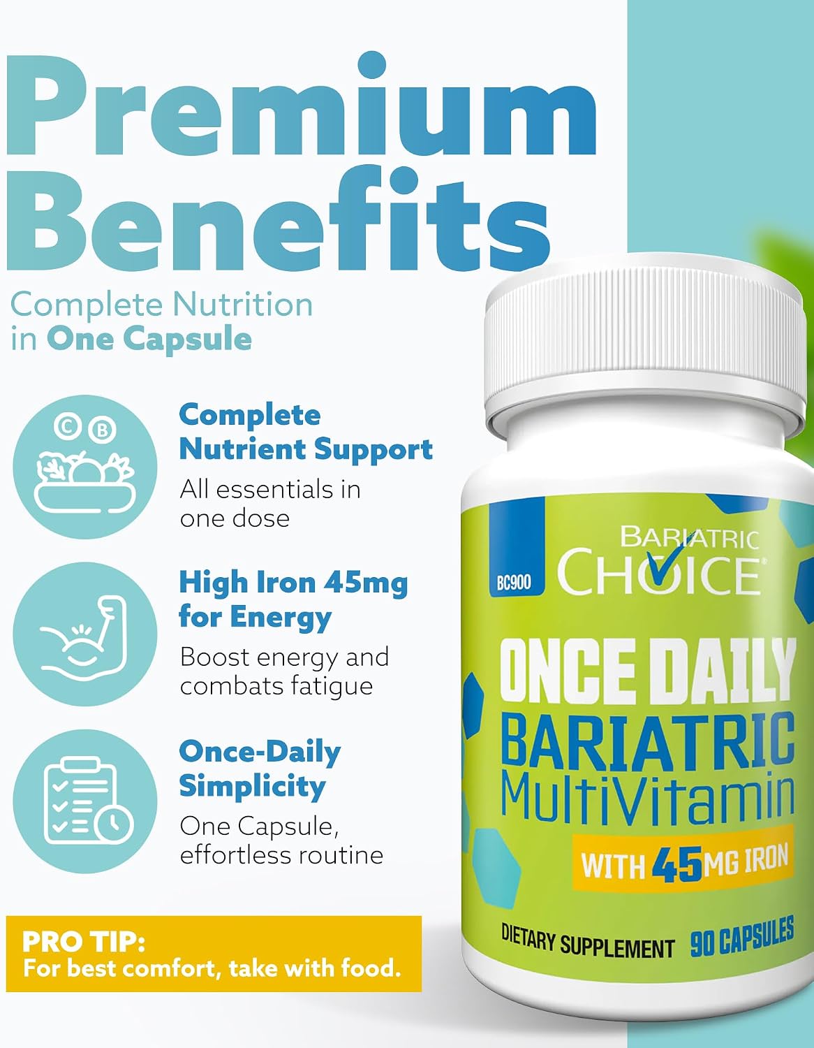 Bariatric Choice Once-Daily Bariatric Multivitamin with Iron – 90 Capsules (3 Months' Supply) - görsel 2