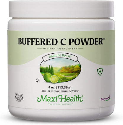 Maxi Health Buffered Vitamin C Powder – Gentle, Stomach-Friendly High Strength Immune Support, 113 g