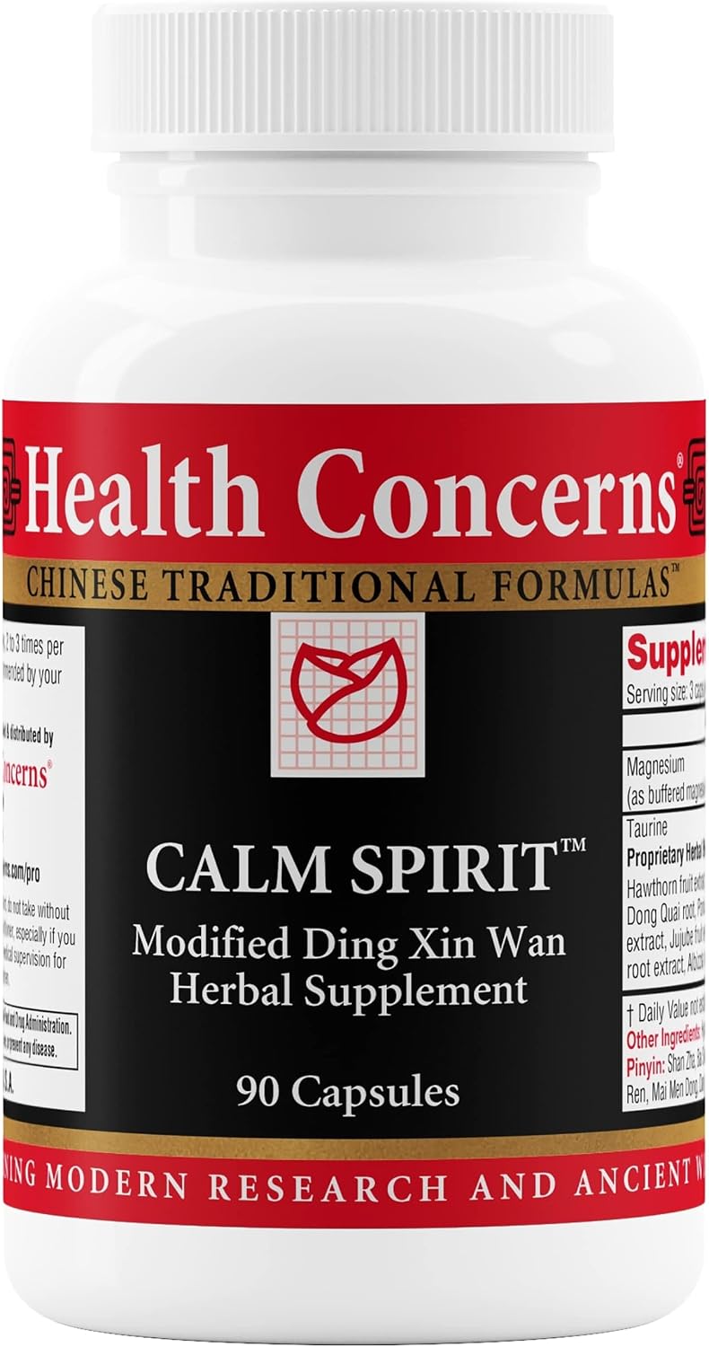 Health Concerns Calm Spirit – Stress Relief Food Supplement with Magnesium, Hawthorn & Chinese Peony (90 Capsules) - görsel 1