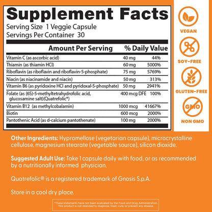 Doctor's Best Fully Active Vitamin B Complex - Methylated B12 & Folate, 30 Vegan Capsules