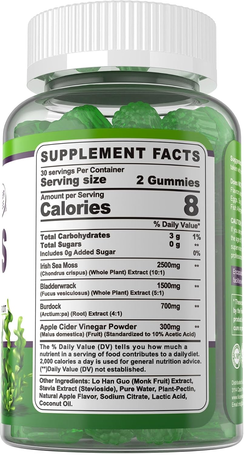 Sea Moss Gummies – Irish Sea Moss Supplement with Bladderwrack, Burdock Root & Apple Cider Vinegar (2-Pack) - görsel 7