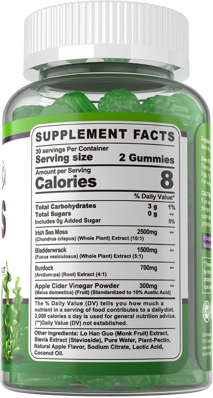 Sea Moss Gummies – Irish Sea Moss Supplement with Bladderwrack, Burdock Root & Apple Cider Vinegar (2-Pack)