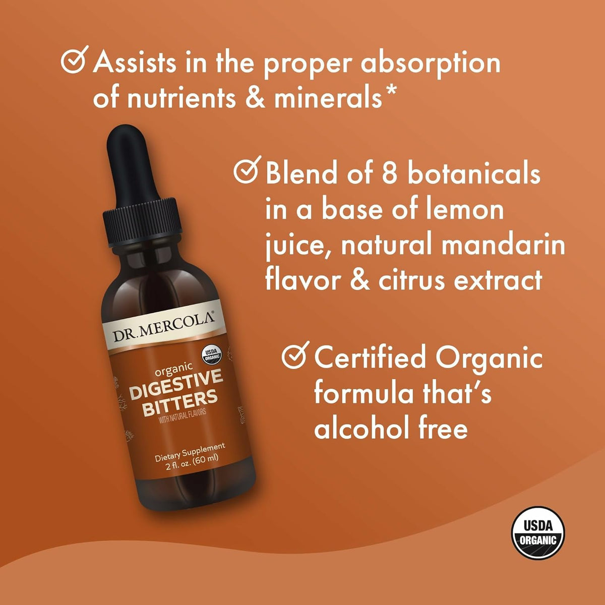 Dr. Mercola Organic Digestive Bitters Liquid Drops - 60 ml (30 Servings) Pack of 3 - görsel 4