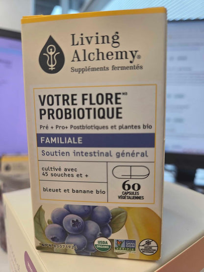 Your Flora Probiotic Family – Non-GM Probiotics with Fermented Soybean, Banana, and Blueberry for Digestive Health & Gut Wellness – Prebiotics, Postbiotics, Digestive Enzymes – Living Alchemy, 60 Capsules