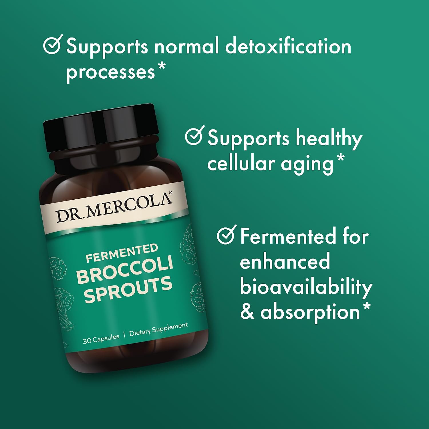 Dr. Mercola Organic Fermented Broccoli Sprouts - 30 Capsules - görsel 5