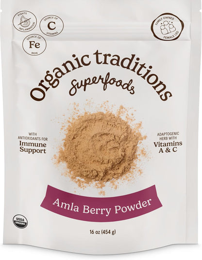 Organic Traditions Amla Powder – Organic Indian Gooseberry Superfood, 200g