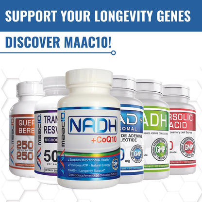 MAAC10 Liposomal NAD+ (180 Capsules) – Supports Energy & Reduces Fatigue, Non-GMO, Gluten-free, Vegan (3 Pack)