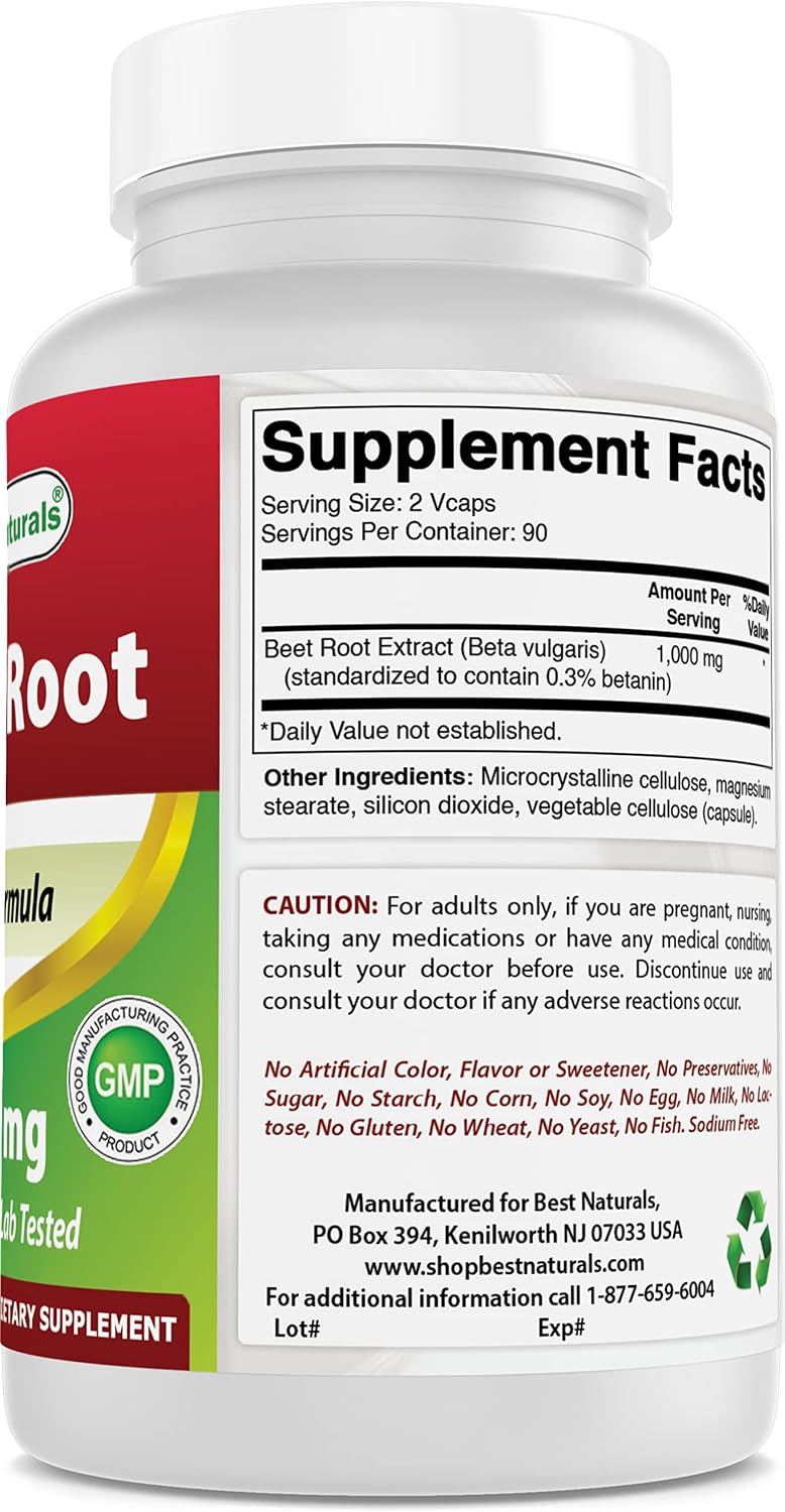 Best Naturals Beet Root Powder 500 mg, 180 Capsules (Pack of 3) - görsel 6