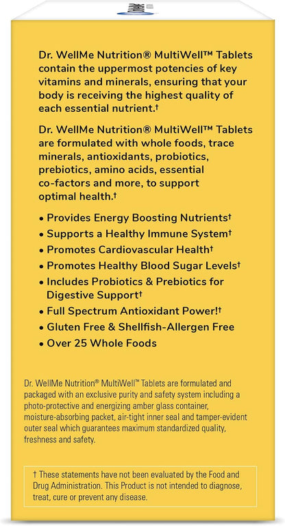 MultiWell Multivitamins for Adults 120 Tablets – High Potency Multivitamin with Whole Foods, Minerals, Antioxidants, Probiotics – Energy, Immune, Heart and Digestive Health