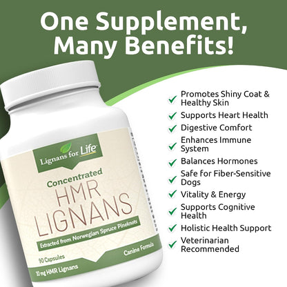 HMR Lignans 10mg Capsules for Dogs – Adrenal Support & Wellness Supplement