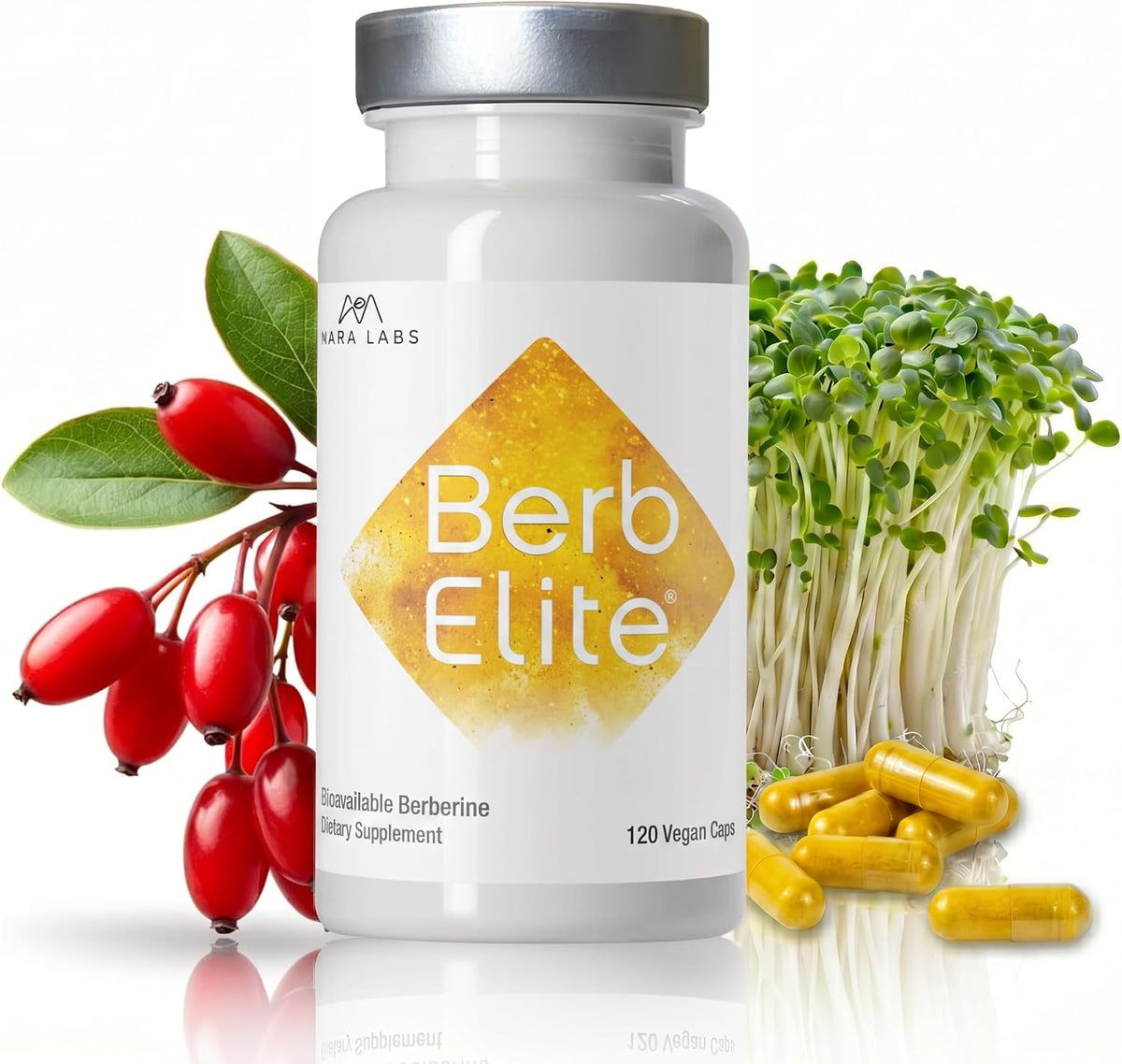 Mara Labs BerbElite | 350mg Berberine HCL & Broccoli Seed Complex | 120 Vegan Capsules - görsel 1