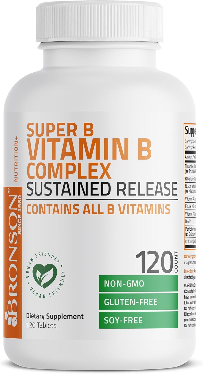 Bronson Super B Vitamin B Complex Sustained Release - 120 Tablets - görsel 3