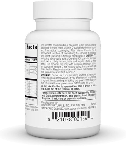 Source Naturals Systemic C, 500mg – 60 Tablets