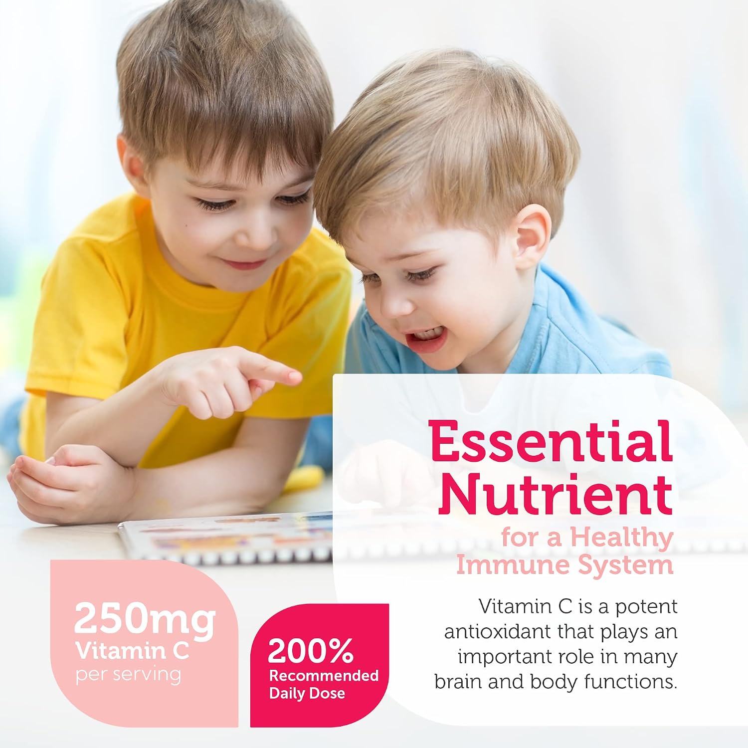 Zahler Junior C Advanced Chewable Vitamin C for Kids - Immune Support in Delicious Orange Flavour - Kosher Chewable Antioxidant (180 Count) - görsel 3