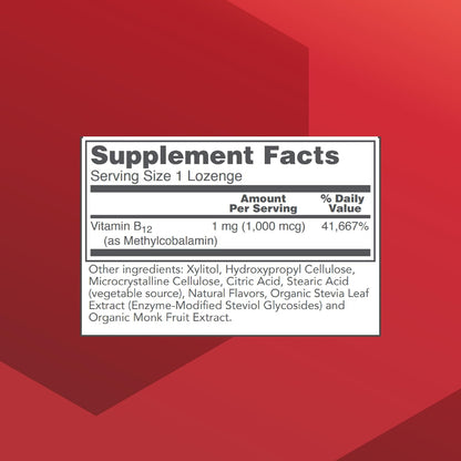 PROTOCOL FOR LIFE BALANCE Methyl B12 1,000mcg - Vitamin B12 for Homocysteine Metabolism & Brain Health - Vegan, Kosher, Halal Lozenges (100 Count)