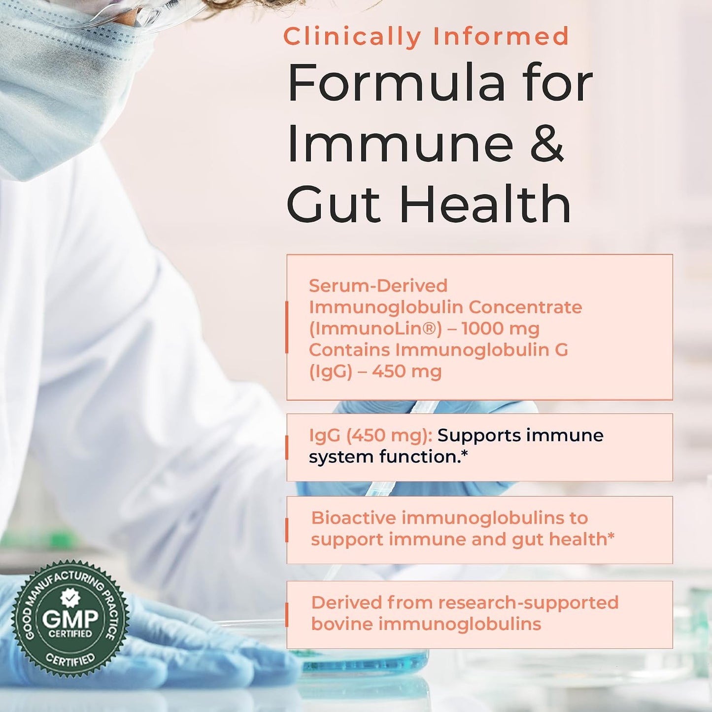 Immunoglobulin IgG Supplement for Men & Women – Dairy-Free, Bovine Colostrum Alternative – IGA, IgM, ImmunoLin for Immune Support, Gut Health, Reproductive Wellness – 60 Servings - görsel 4