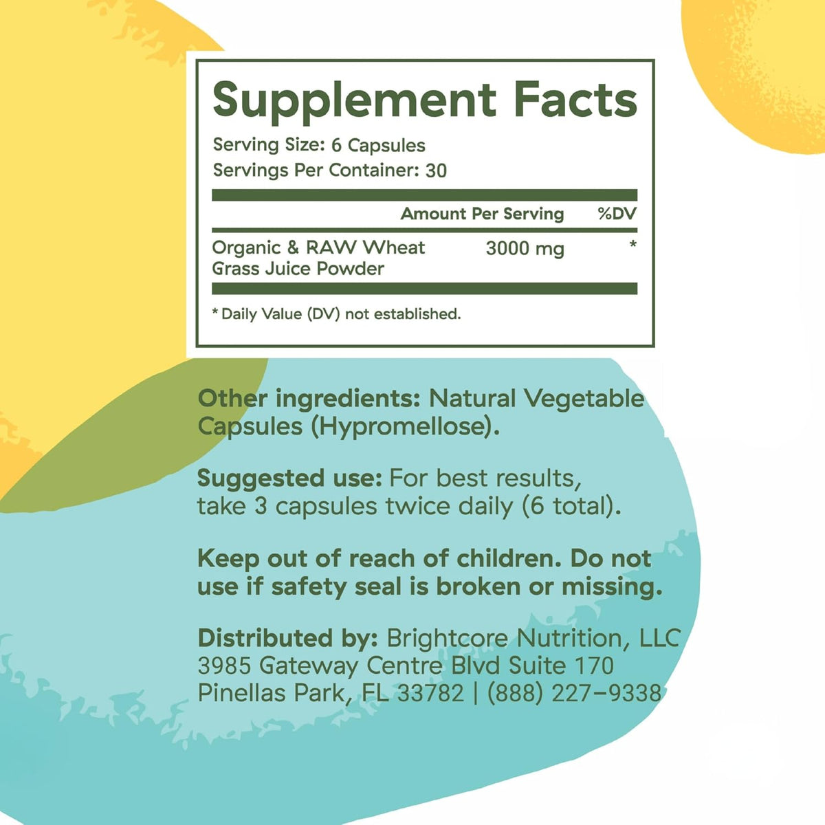 Brightcore Nutrition Sweet Wheat - Super Greens with Digestive Enzymes, 180 Capsules - görsel 3