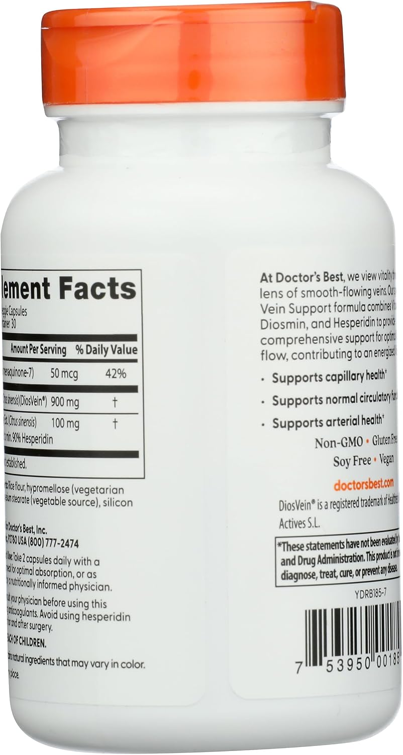 Doctor's BEST Vein Support Featuring DiosVein & MenaQ7, 60 Capsules - görsel 2