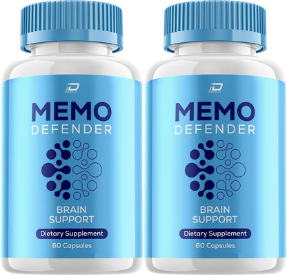 Memo Defender Brain Supplement Capsules – MemoDefender All-Natural Maximum Strength Formula Focus Pills, MemoDefend Nootropic Support and User Reviews (2 Pack – 120 Capsules)