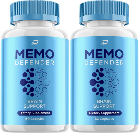 Memo Defender Brain Supplement Capsules – MemoDefender All-Natural Maximum Strength Formula Focus Pills, MemoDefend Nootropic Support and User Reviews (2 Pack – 120 Capsules)