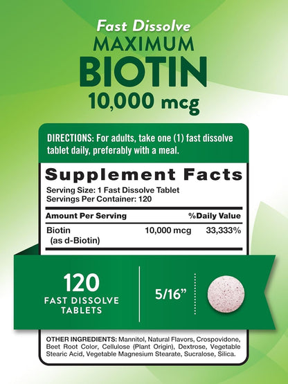 Nature's Truth Biotin 10,000 mcg Fast Dissolve Tablets, Natural Berry Flavour, 360 Tablets