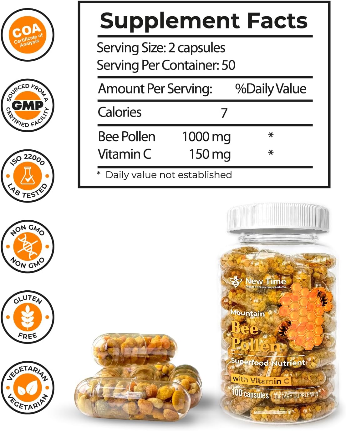 Bee Pollen Capsules – Organic Supplement for Energy and Vitality - görsel 2