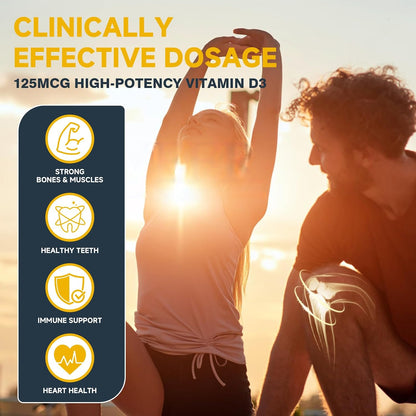 DRFOSTER Vitamin D3 K2 - High-Strength 5000IU D3 & 100mcg MK7 - Bone & Immune Support - with Zinc, Boron & MCT - 120 Vegan Capsules
