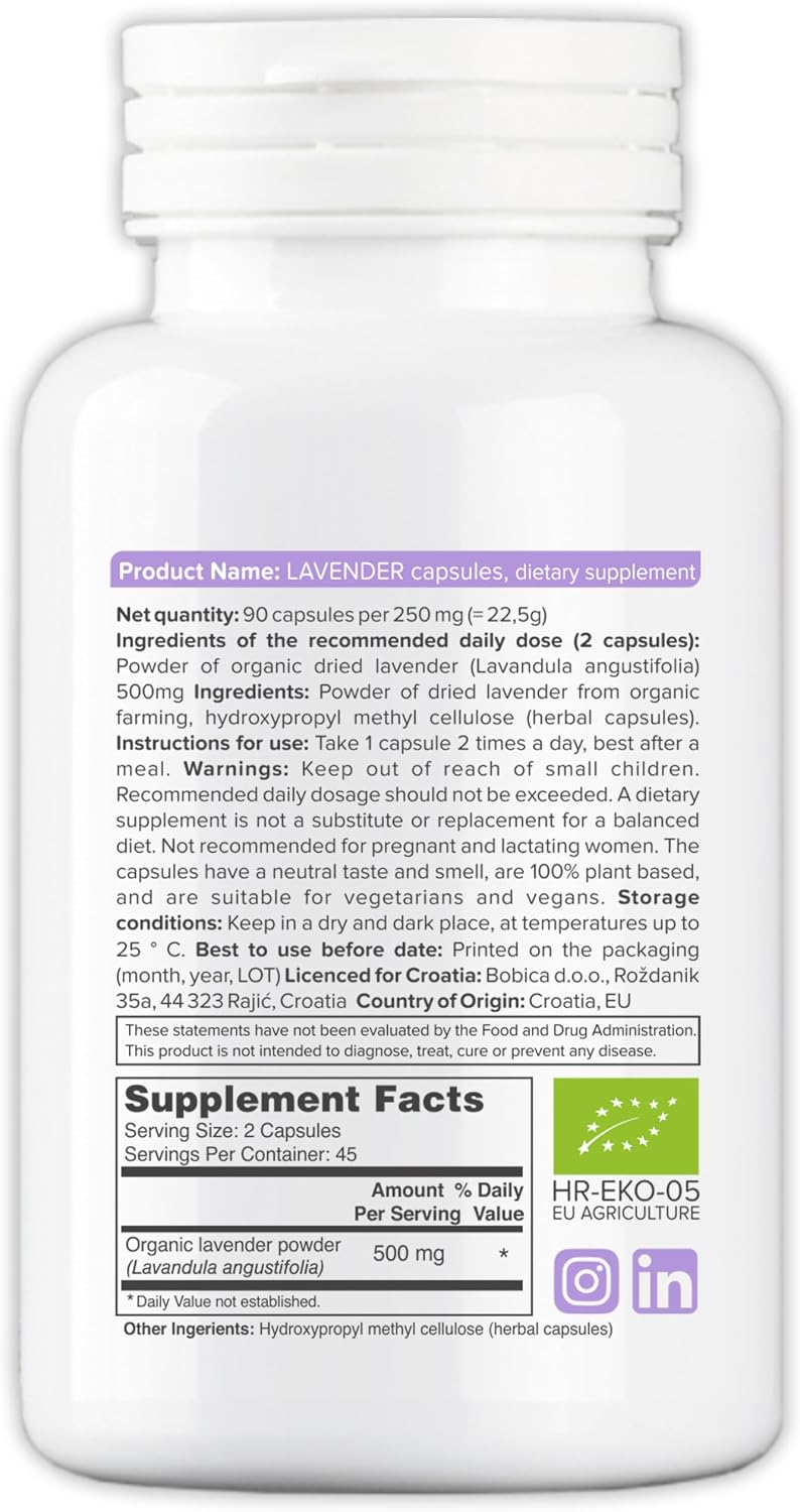 Organic Lavender Capsules – Lavender Pills for Relaxation and Balance – Natural Supplement – Non-GMO, Gluten-Free – 90 Vegan Capsules - görsel 2