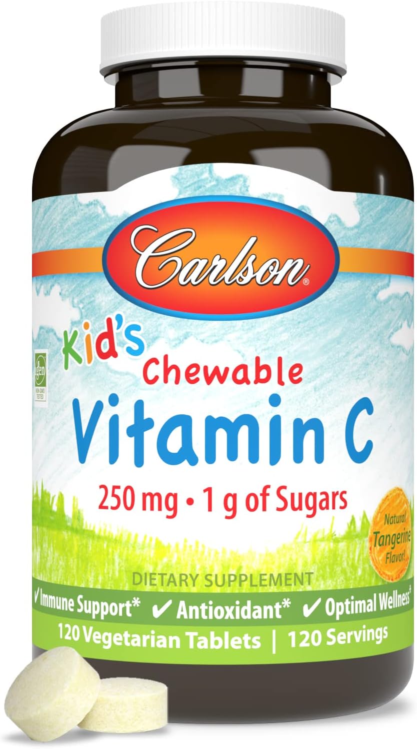 Carlson Kid's Chewable Vitamin C, 250 mg, Tangerine, 120 Vegetarian Tablets - görsel 5