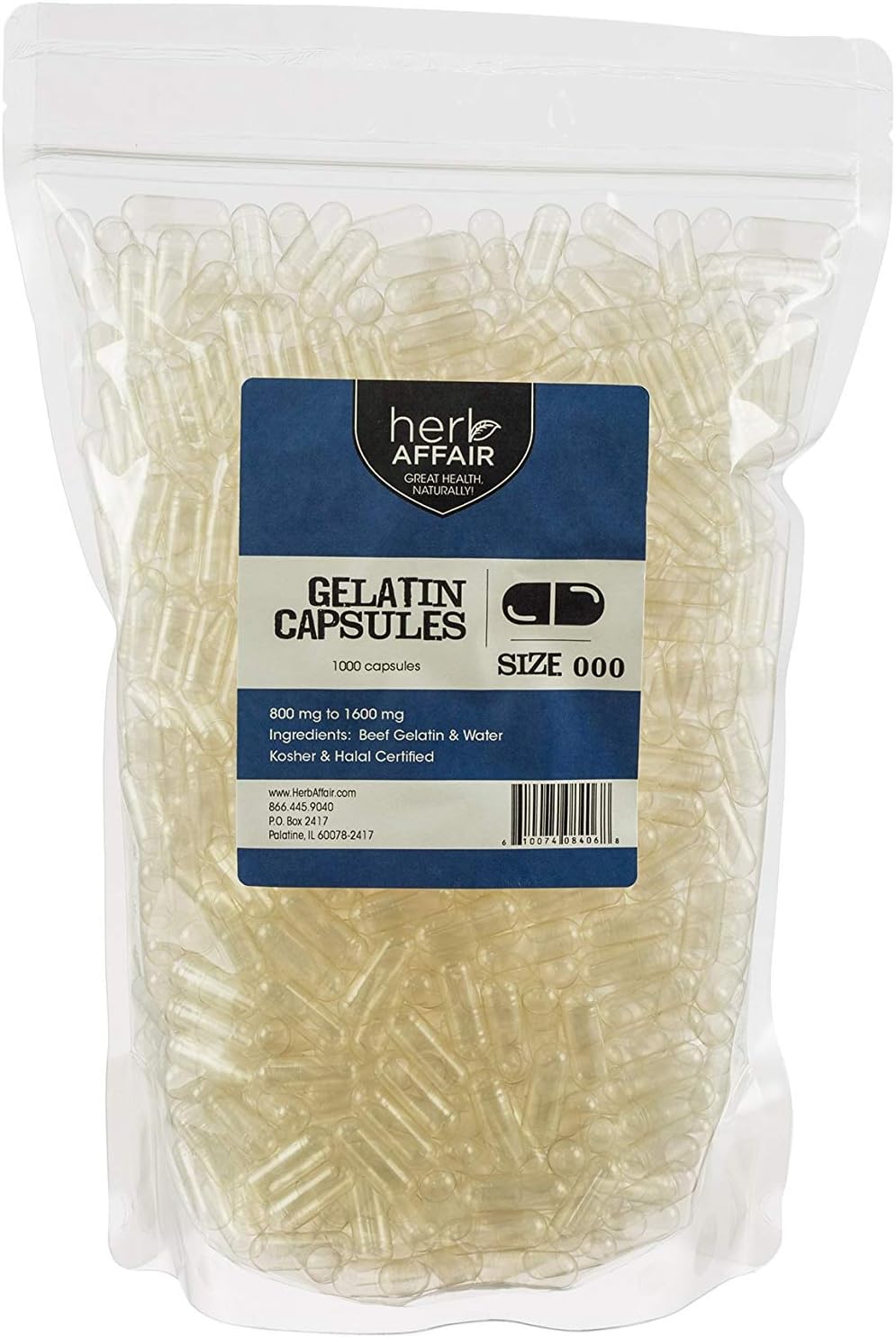 Herb Affair Clear Empty Gelatin Capsules Size 1 - 1000 Count – Holds 300-600mg - görsel 7
